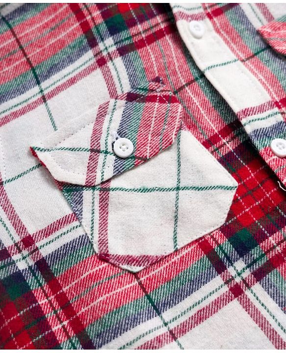Pine Kids Cotton Woven Full Sleeves Brushed Hooded Shirt With Checks - Red
