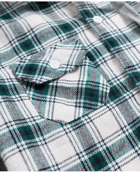 Pine Kids Cotton Woven Full Sleeves Brushed Hooded Shirt With Checks - Green