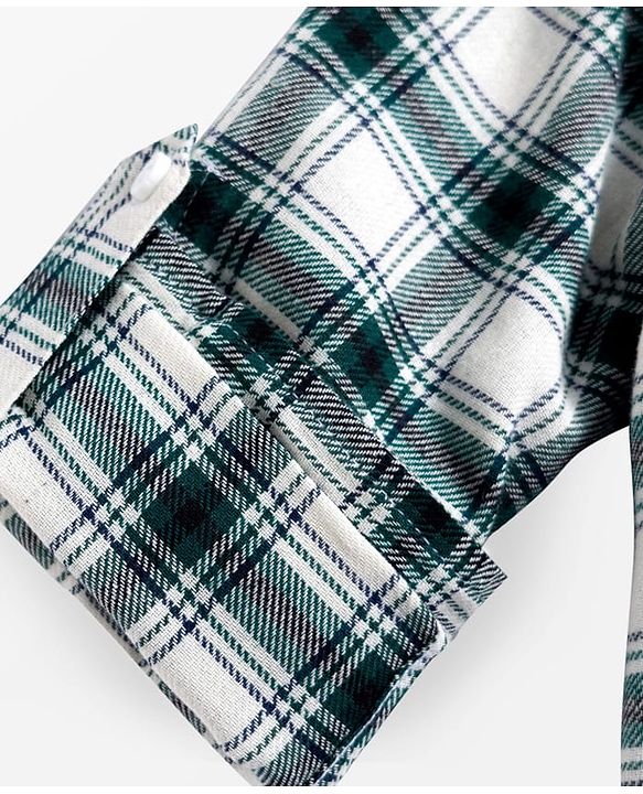 Pine Kids Cotton Woven Full Sleeves Brushed Hooded Shirt With Checks - Green