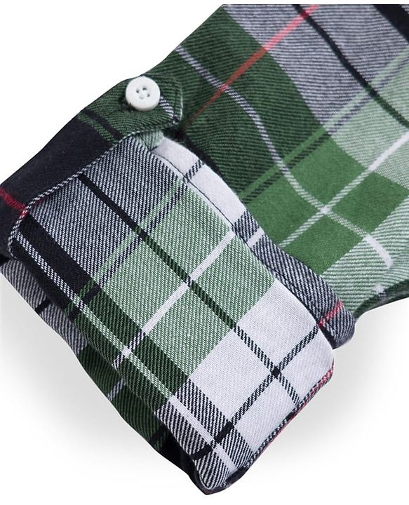 Pine Kids Cotton Woven Full Sleeves Brushed Hooded Shirt With Checks - Green