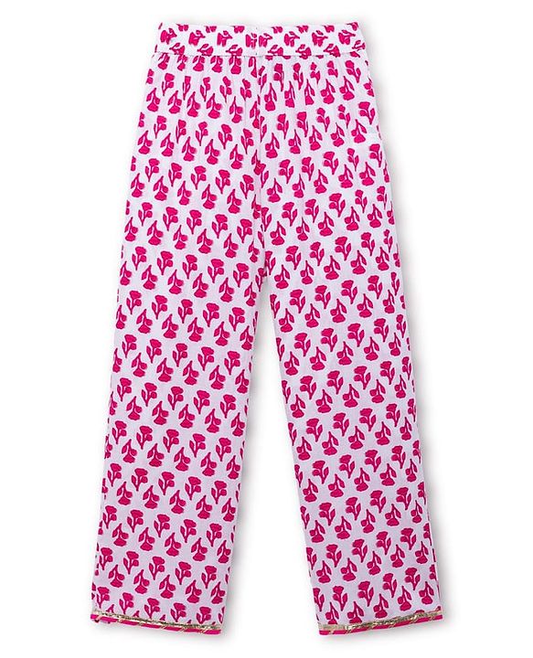 Pine Kids Cotton Woven Three Fourth Sleeves Kurta Salwar & Dupatta Set with Floral Print - Pink
