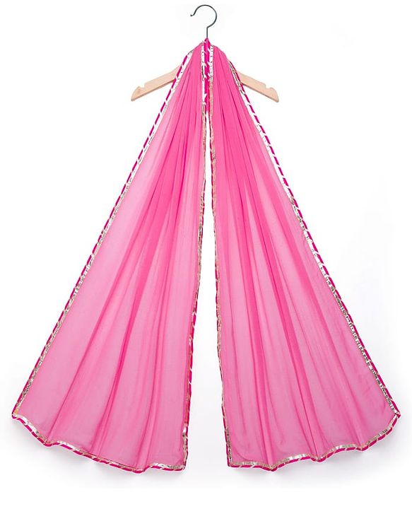 Pine Kids Cotton Woven Three Fourth Sleeves Kurta Salwar & Dupatta Set with Floral Print - Pink