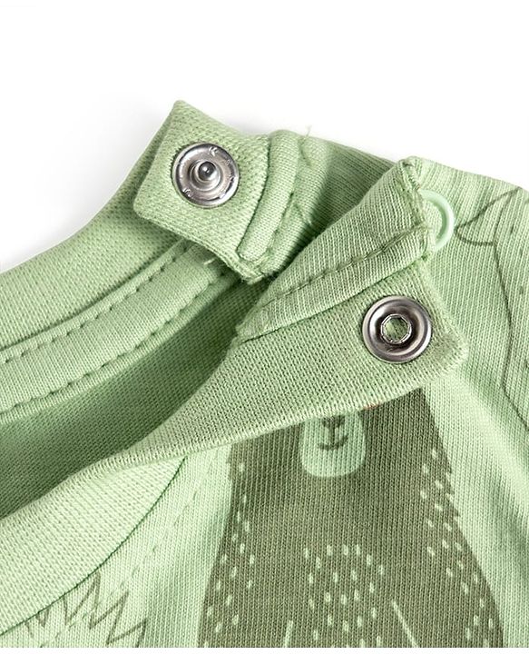 Babyhug Cotton Knit Full Sleeves Co-ords Night Suit with Jungle Theme Print - Light Green