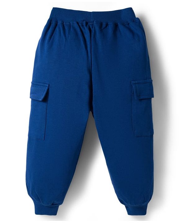 Babyhug Single Jersey Full Raglan Sleeves Sweatshirt and Lounge Pant Set with Penguin & Good Day Text Print - Red & Navy Blue