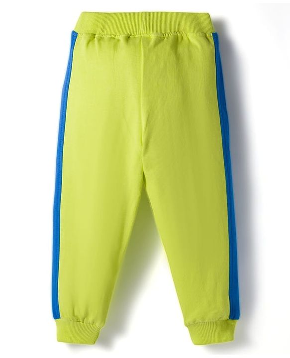 Babyhug Knit Premium Light Gauge Terry Full Sleeves Sweatshirt & Joggers Set With Brooklyn Text Print - Neon Green