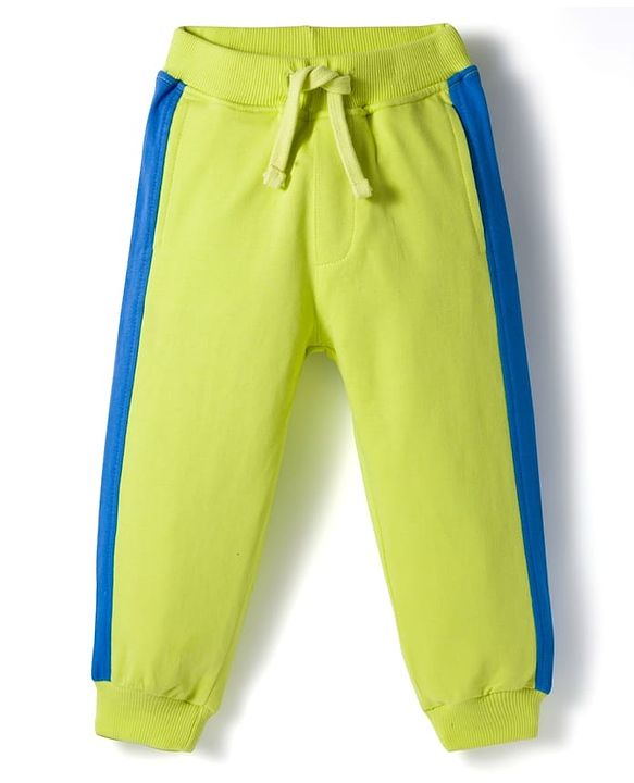 Babyhug Knit Premium Light Gauge Terry Full Sleeves Sweatshirt & Joggers Set With Brooklyn Text Print - Neon Green