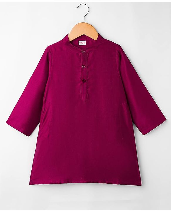 Babyhug Rayon Woven Full Sleeves Solid Kurta Dhoti Set with Sequenced Nehru Jacket - Magenta Pink