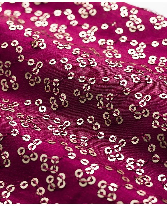 Babyhug Rayon Woven Full Sleeves Solid Kurta Dhoti Set with Sequenced Nehru Jacket - Magenta Pink