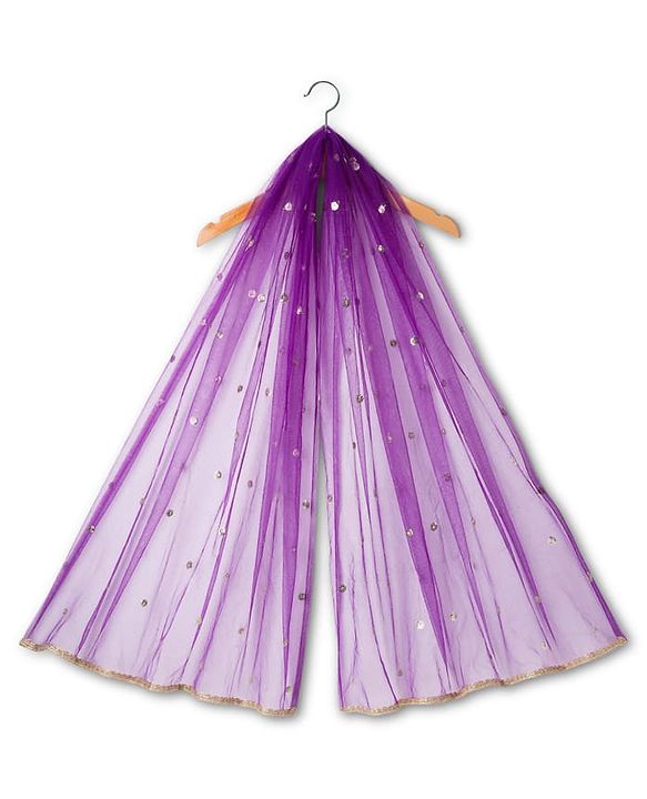 Babyhug Georgette Woven Half Puffed Sleeves Choli Lehenga & Dupatta Set with Floral Embroidery - Purple & Pink