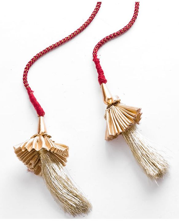 Babyhug Brocade Woven Flutter Sleeves Choli Lehenga & Dupatta Set with Floral Embroidery & Print - Red