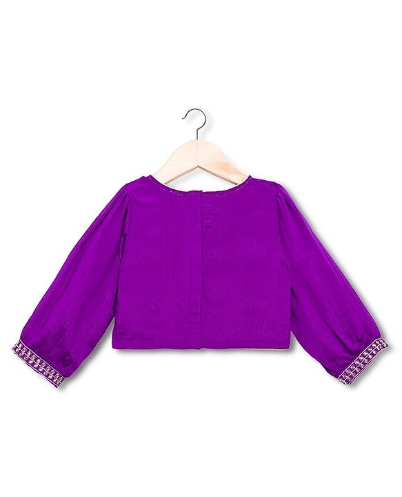 Babyhug Woven Three Fourth Sleeves  Embroidered Choli Lehenga Set with Dupatta - Purple