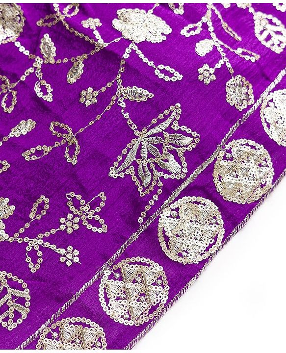 Babyhug Woven Three Fourth Sleeves  Embroidered Choli Lehenga Set with Dupatta - Purple