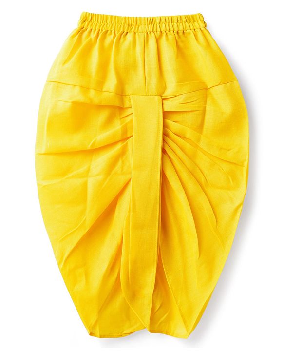 Babyhug Cotton Woven Full Sleeves Kurta Dhoti & Floral Embroidered Jacket Set - Yellow