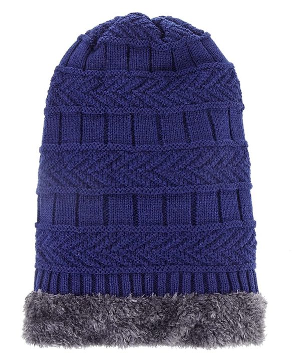 Pine Kids Knit Woollen Cap Cloves & Muffler Set Navy Blue - Diameter 18 cm