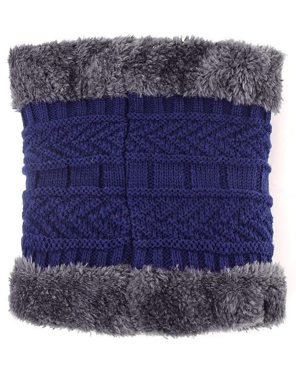 Pine Kids Knit Woollen Cap Cloves & Muffler Set Navy Blue - Diameter 18 cm