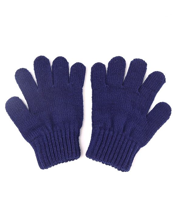 Pine Kids Knit Woollen Cap Cloves & Muffler Set Navy Blue - Diameter 18 cm
