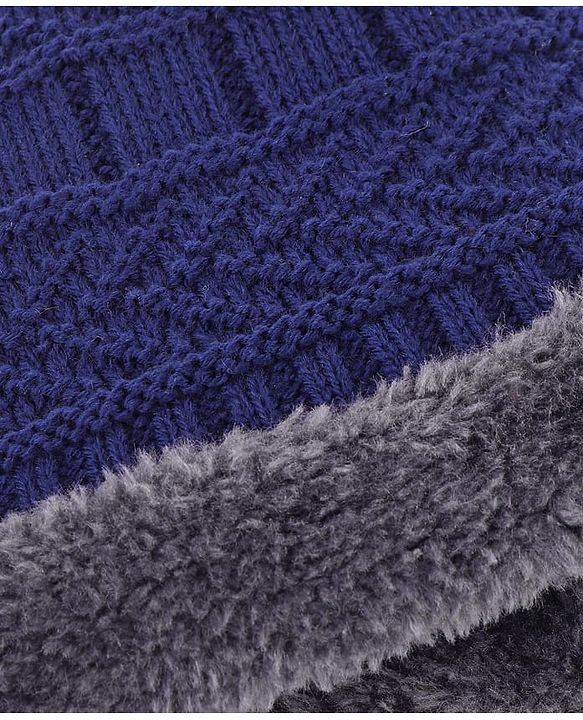 Pine Kids Knit Woollen Cap Cloves & Muffler Set Navy Blue - Diameter 18 cm
