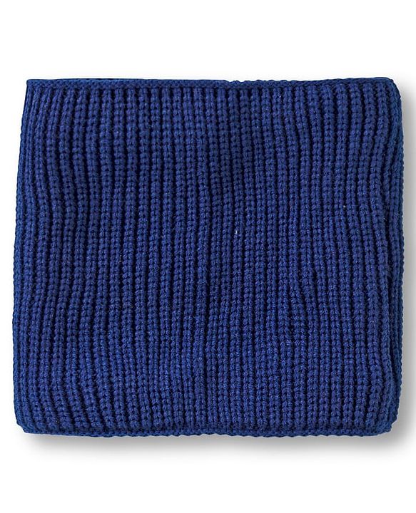 Pine Kids Knit Woollen Cap Muffler & Gloves Set With Stripes Navy Blue - Diameter 18 cm