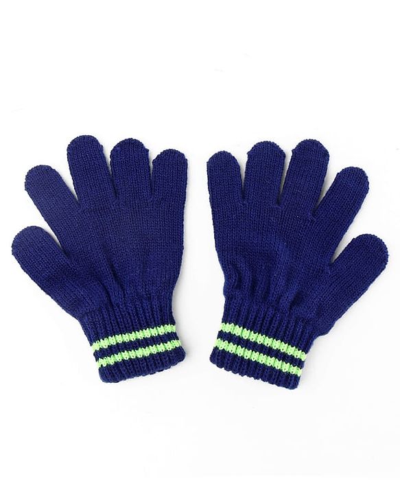 Pine Kids Knit Woolen Cap & Cloves Set Navy Blue - Diameter 18 cm