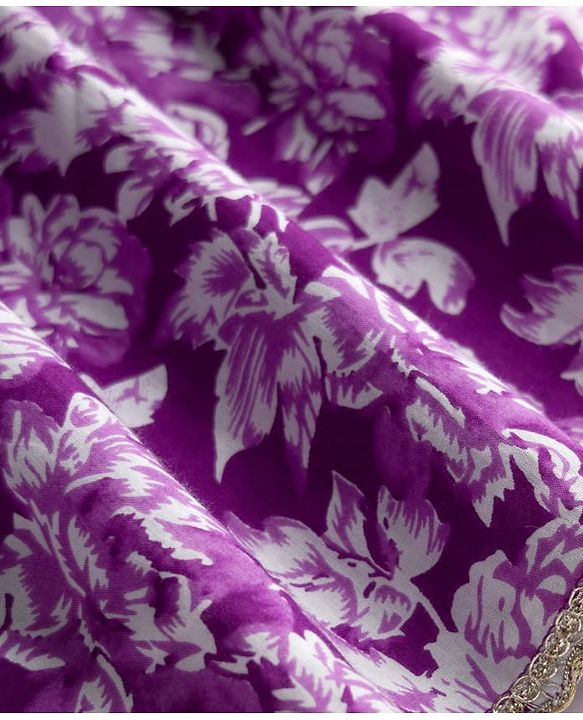 Pine Kids Cotton Woven Three Fourth Sleeves Kurta Salwar & Dupatta Set With Floral Print - Purple
