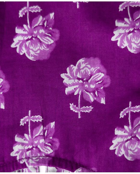 Pine Kids Cotton Woven Three Fourth Sleeves Kurta Salwar & Dupatta Set With Floral Print - Purple