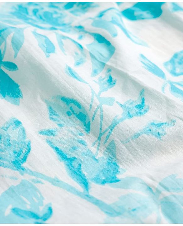 Pine Kids Cotton Woven Three Fourth Sleeves Kurta Churidar & Dupatta Set With Floral Print - Light Blue
