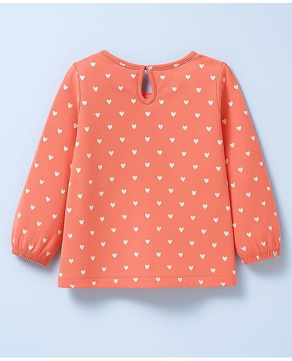 Babyhug Cotton Woven Full Sleeves Frock With Inner Tee & Polka Dot Print & Head Band - Peach & White
