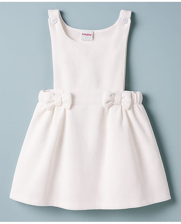 Babyhug Cotton Woven Full Sleeves Frock With Inner Tee & Polka Dot Print & Head Band - Peach & White