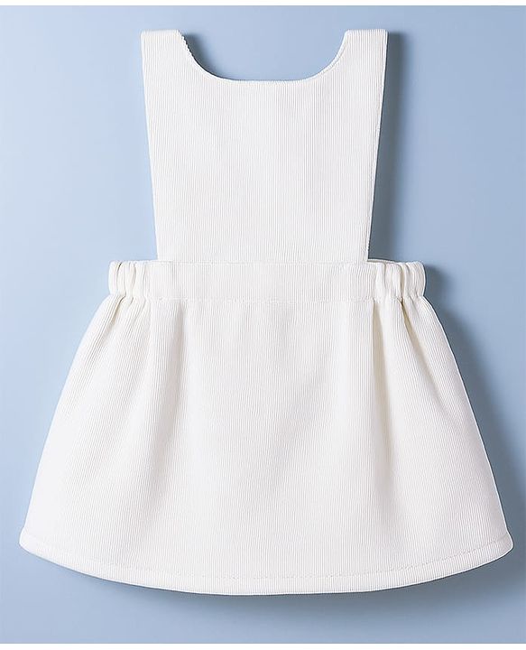 Babyhug Cotton Woven Full Sleeves Frock With Inner Tee & Polka Dot Print & Head Band - Peach & White