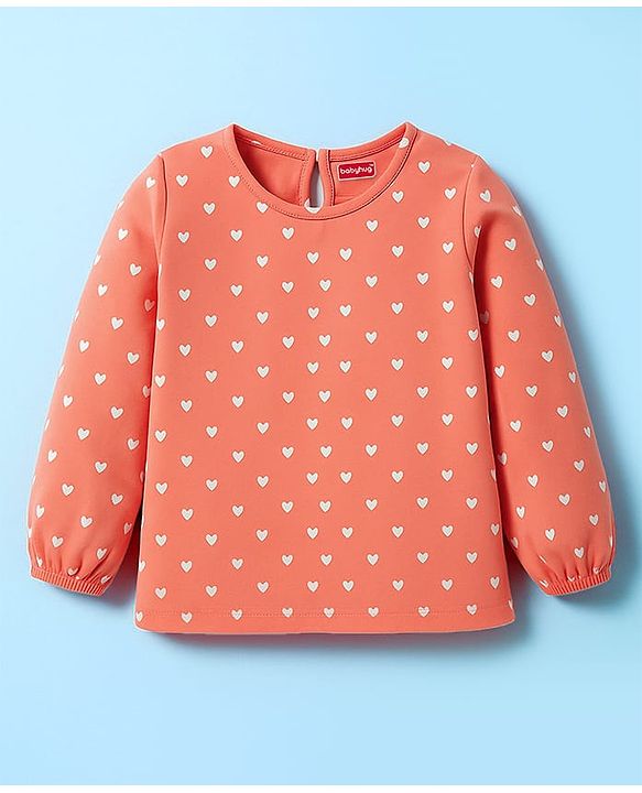 Babyhug Cotton Woven Full Sleeves Frock With Inner Tee & Polka Dot Print & Head Band - Peach & White