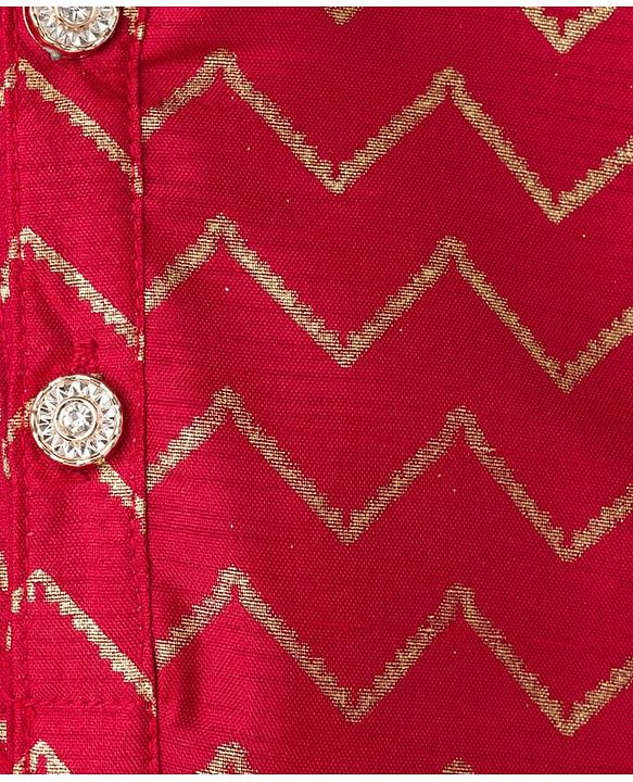 Babyhug Georgette Woven Full Sleeves Printed Kurta Dhoti Set - Maroon