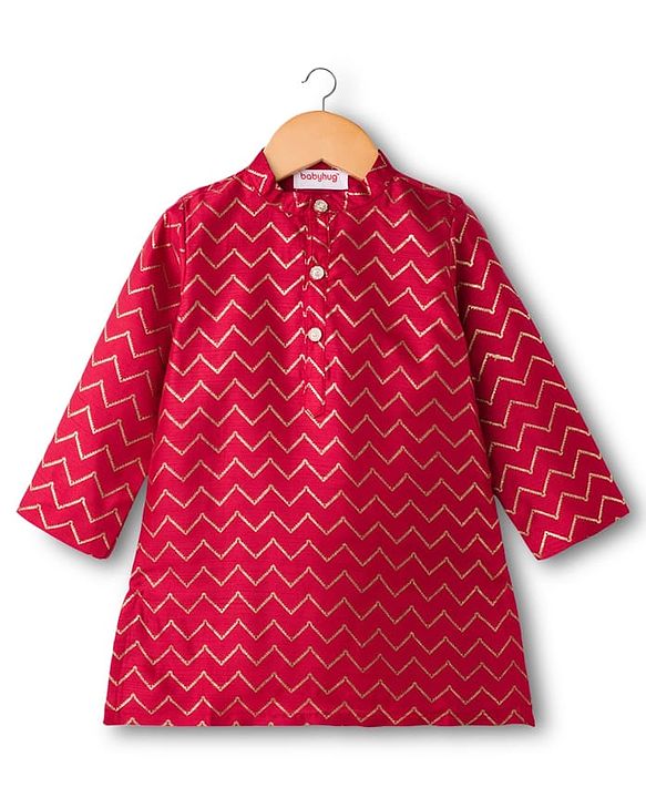 Babyhug Georgette Woven Full Sleeves Printed Kurta Dhoti Set - Maroon