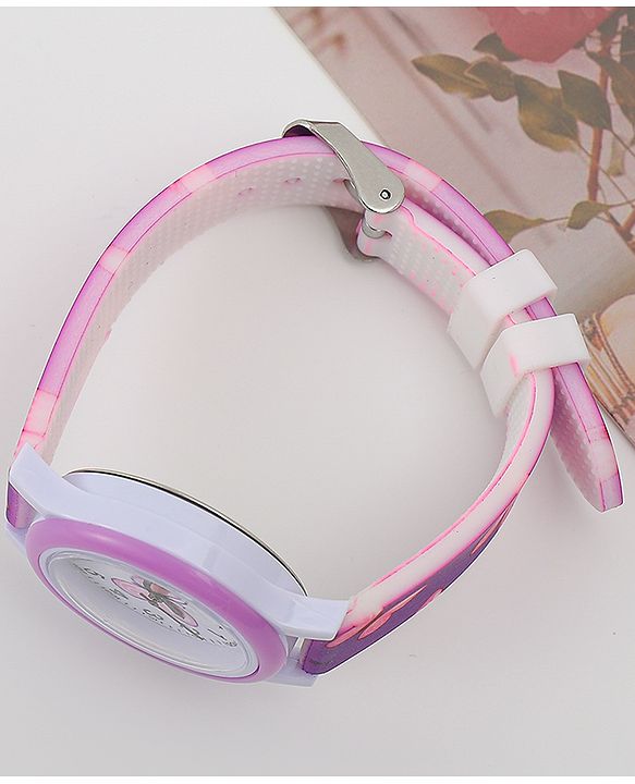 Babyhug Free Size Analog Watch with Butterfly Print - Purple