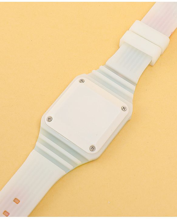 Babyhug Free Size Digital Watch with Dino Print - White & Green