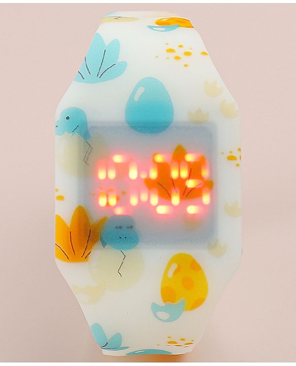 Babyhug Free Size Digital Watch with Baby Dino Print - Multicolor