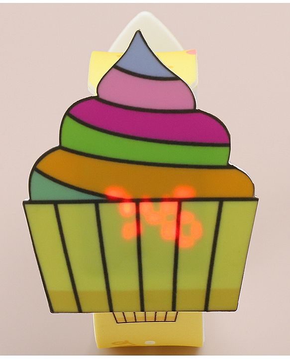Babyhug Free Size Digital Watch with Cupcake Print - Yellow