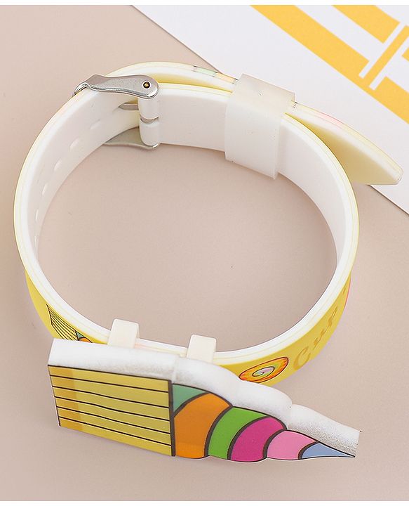 Babyhug Free Size Digital Watch with Cupcake Print - Yellow