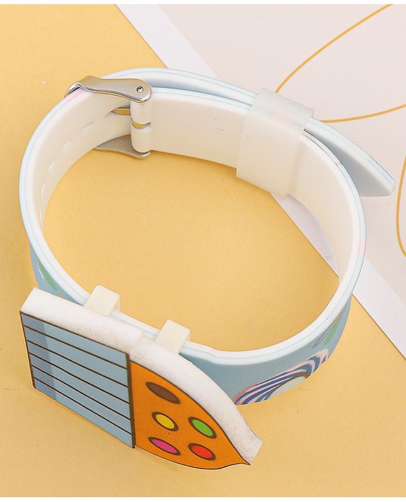 Babyhug Free Size Digital Watch With Cupcake Print - Light Blue
