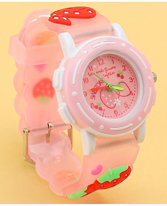 Babyhug Free Size Analog Watch with Strawberry Print - Pink