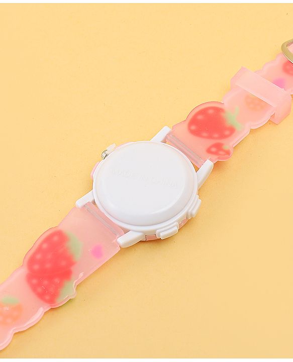 Babyhug Free Size Analog Watch with Strawberry Print - Pink