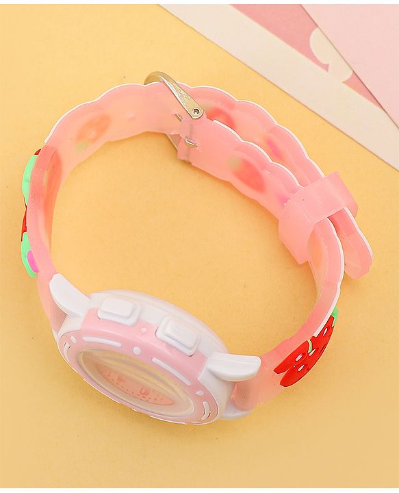 Babyhug Free Size Analog Watch with Strawberry Print - Pink
