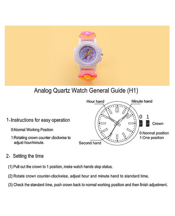 Babyhug Free Size Analog Watch with Floral Print - Purple & Pink