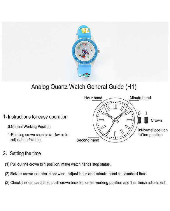 Babyhug Free Size Analog Watch with Car Print - White & Black