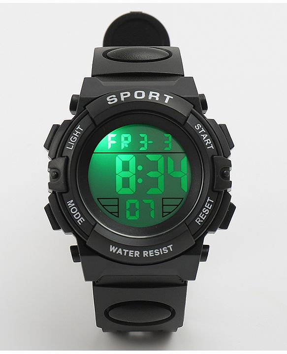 Babyhug Free Size Solid Digital Watch - Black