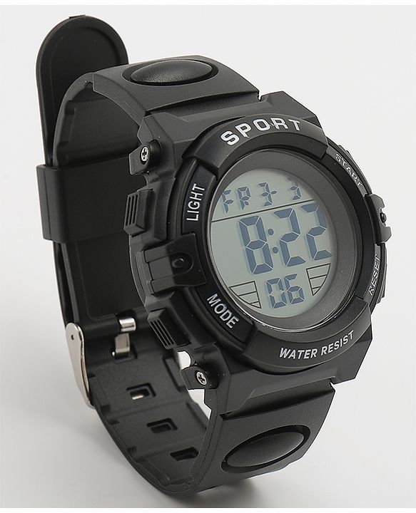 Babyhug Free Size Solid Digital Watch - Black
