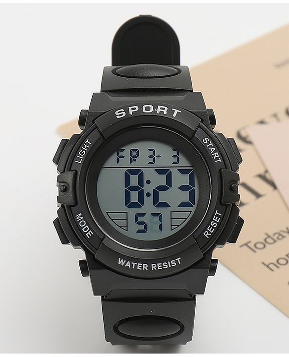 Babyhug Free Size Solid Digital Watch - Black