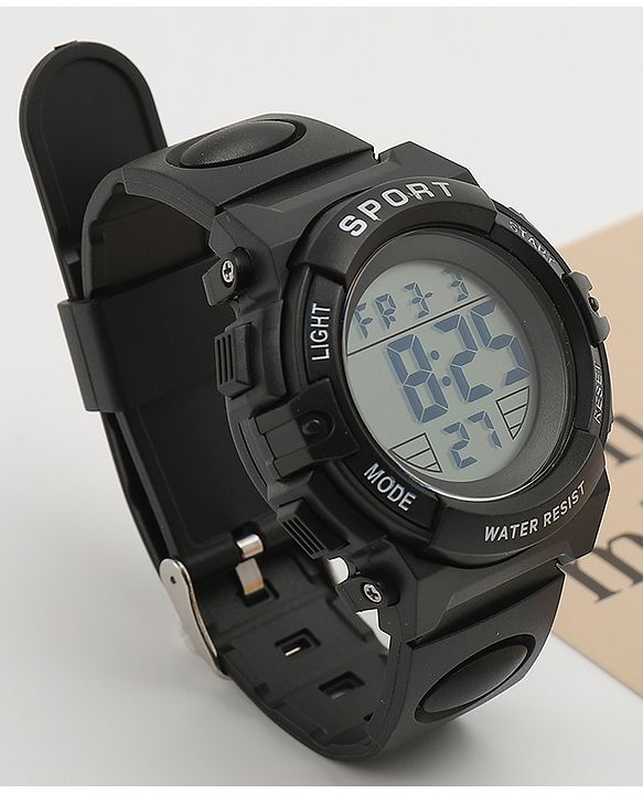Babyhug Free Size Solid Digital Watch - Black