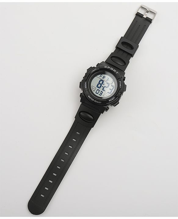 Babyhug Free Size Solid Digital Watch - Black