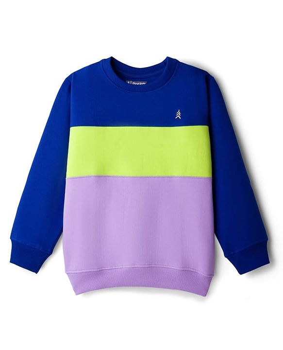 Pine Kids Cotton Knit Full Sleeves Solid Color Cut & Sew Pullover Sweatshirt -  Lavender & Blue