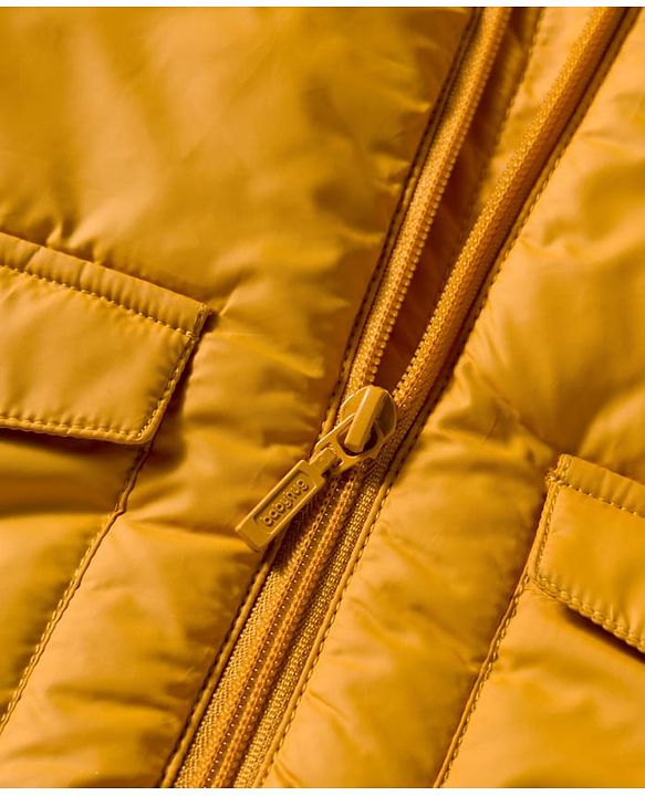 Babyhug Woven Full Sleeves Hooded Padded Jacket With Tiger Embroidery - Yellow